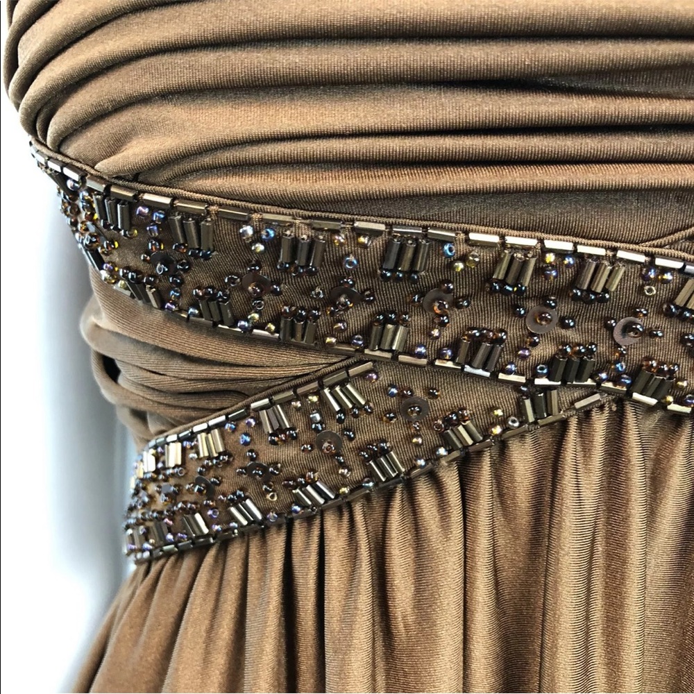 Cache Beaded Draped Stretchy Jersey Shift Dress - image 2